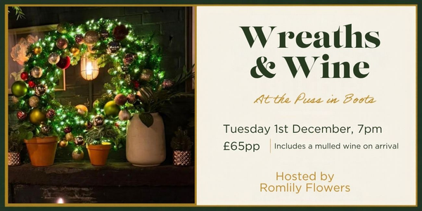 Wreaths & Wine at the Puss in Boots, 01/12/26
