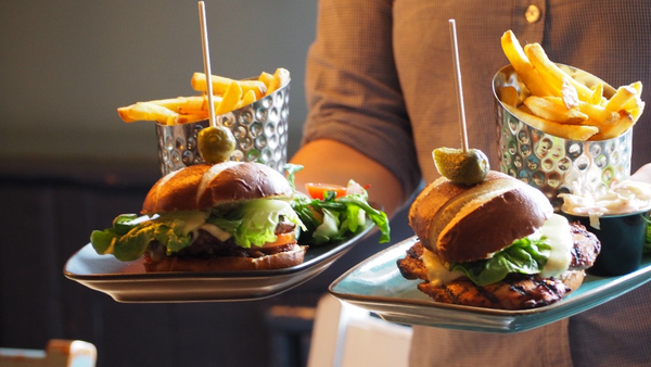 Two burgers and two pints