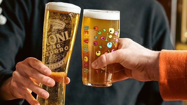 Two burgers and two pints